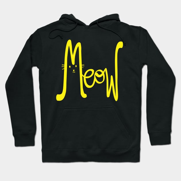 Meow -Funny Typographic Cute Cat Design Hoodie by ZAZIZU